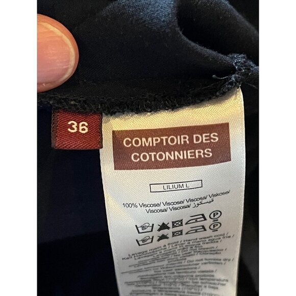 Comptoir Des Cotonniers Black Scoop Neck Mini Slip‎ Dress Size 4 - Picture 8 of 8